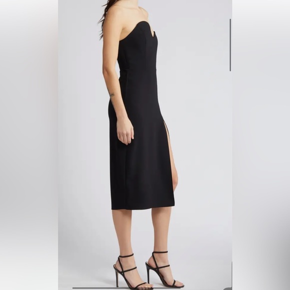 New Amanda Uprichard black Puzzle Strapless Midi Dress - Picture 4 of 7